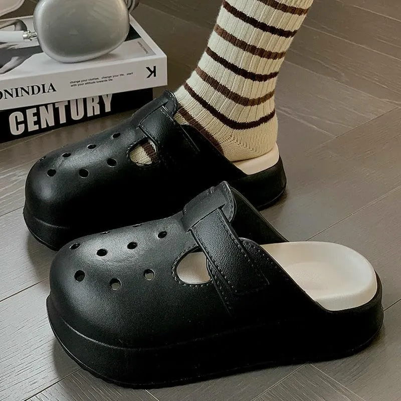 Women's Clogs Thick-Soled Eva Cork Clogs Women's Slippers Beach Sandals Women's Fashion Hollow Garden Shoes