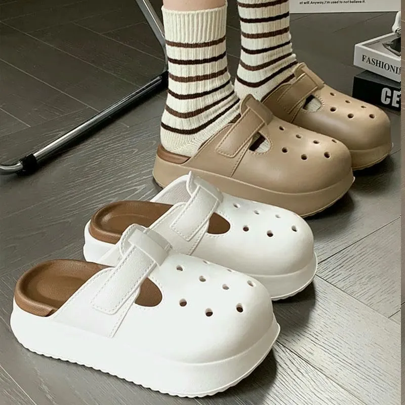 Women's Clogs Thick-Soled Eva Cork Clogs Women's Slippers Beach Sandals Women's Fashion Hollow Garden Shoes