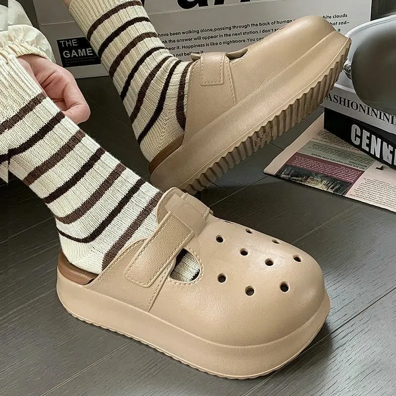 Women's Clogs Thick-Soled Eva Cork Clogs Women's Slippers Beach Sandals Women's Fashion Hollow Garden Shoes