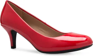 Women's Comfort Classic Round Toe Kitten Low Mid Heel Dress Pumps