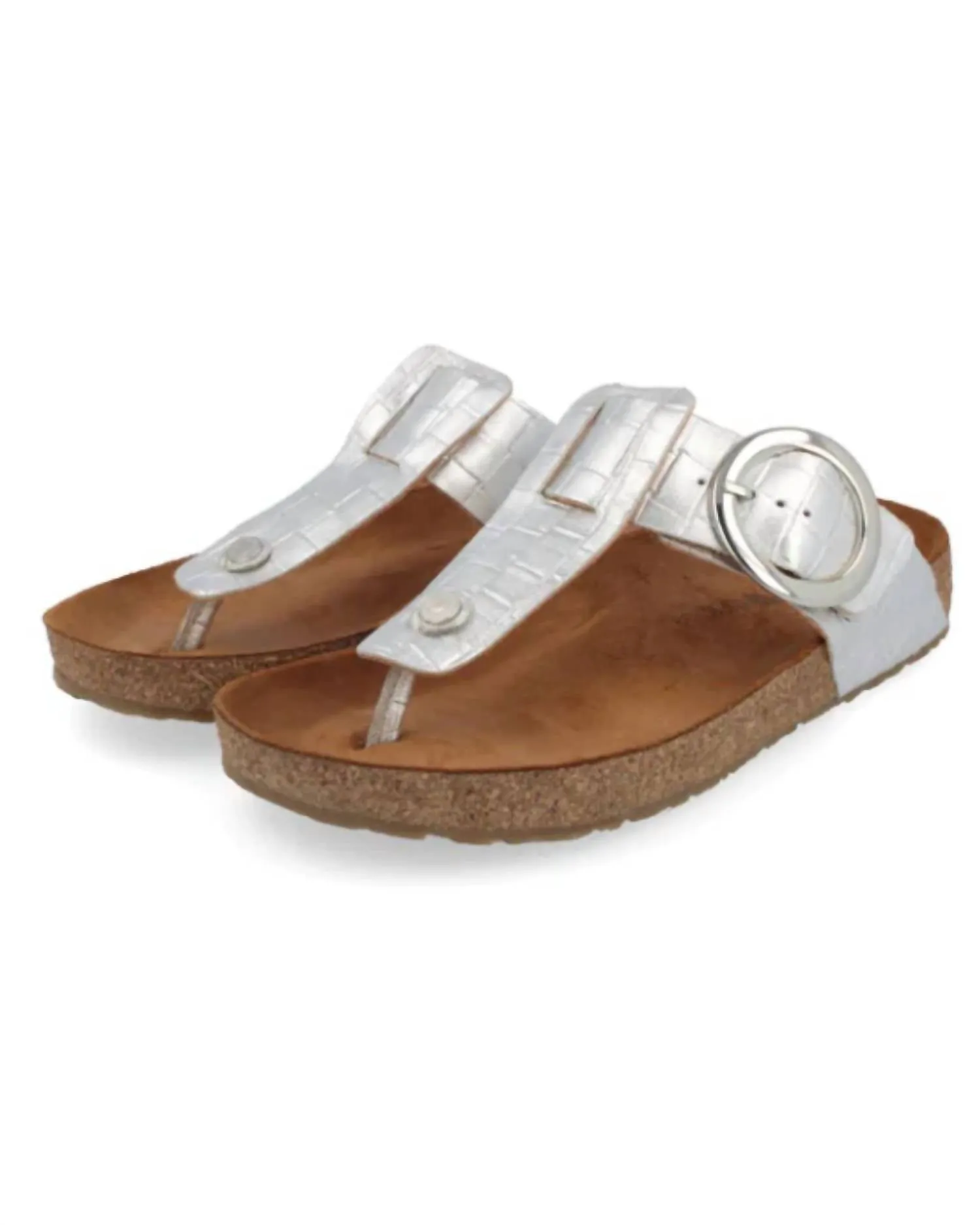 Women's Corinna Round Buckle Sandal In Argento