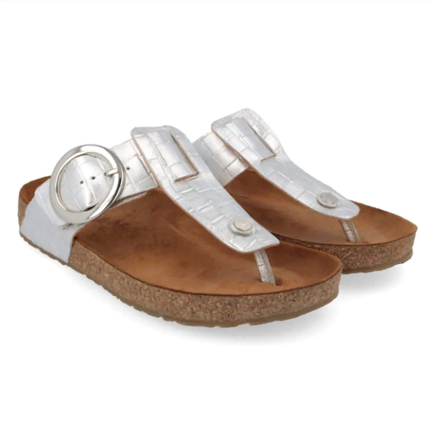 Women's Corinna Round Buckle Sandal In Argento