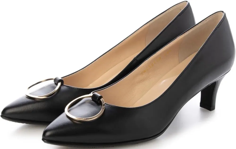Women's EIZO Waterproof Leather Ring Motif Pointed Pump