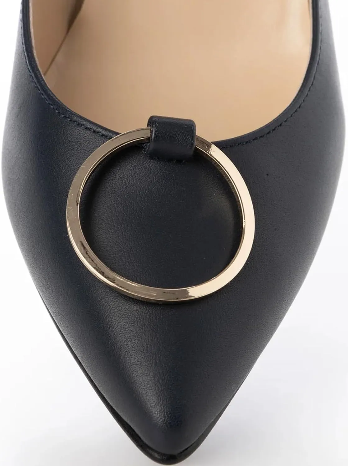 Women's EIZO Waterproof Leather Ring Motif Pointed Pump