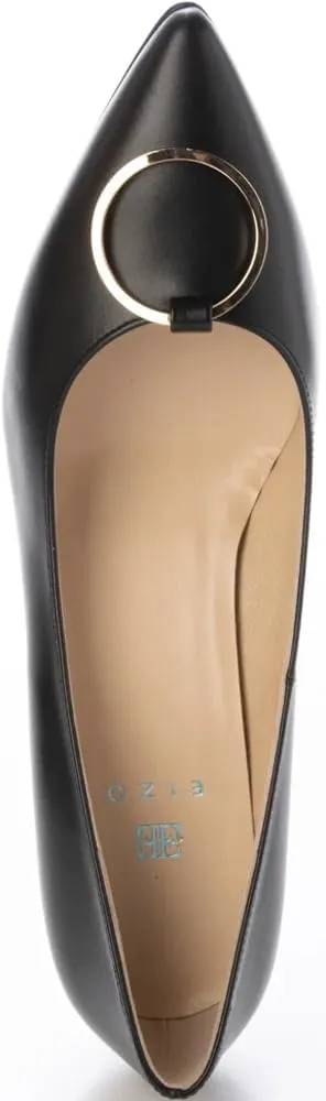 Women's EIZO Waterproof Leather Ring Motif Pointed Pump