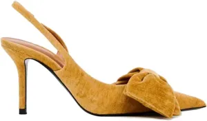 Women's Fabric Slingback High Heel Pump Bow Detail On The Front Elastic Strap Around The Back Pointed Toe Wedding Party Office Dance Shoes