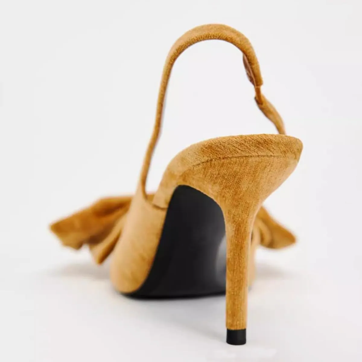 Women's Fabric Slingback High Heel Pump Bow Detail On The Front Elastic Strap Around The Back Pointed Toe Wedding Party Office Dance Shoes