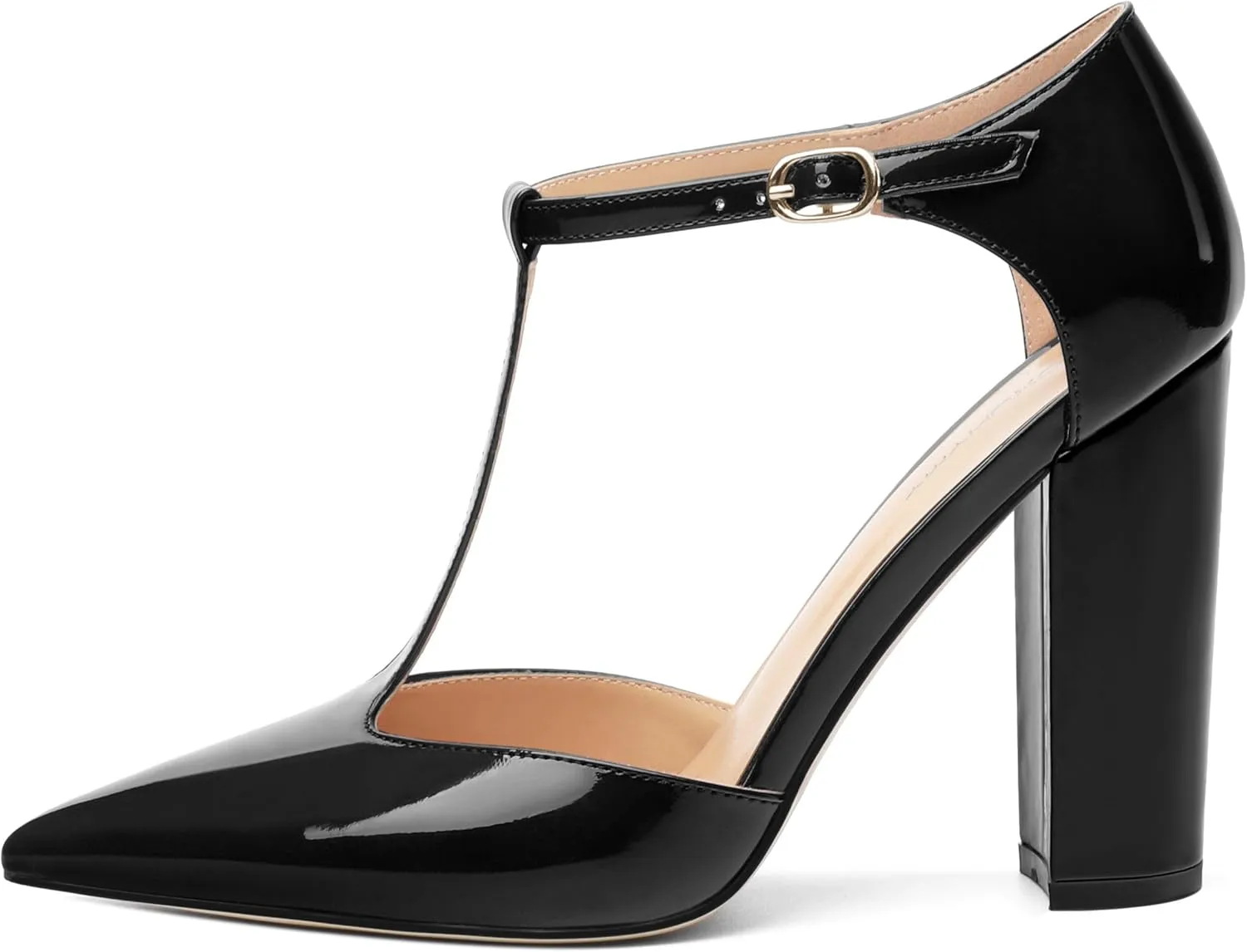 Women's High Heel Pumps, Simple Classic T-Strap Pointed Toe Dress Shoes,Party Dress Sandals3.9