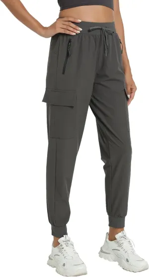 Women's Joggers with Pockets Lightweight - Water Resistant Cargo Athletic Pants for Hiking Running Camping Travel