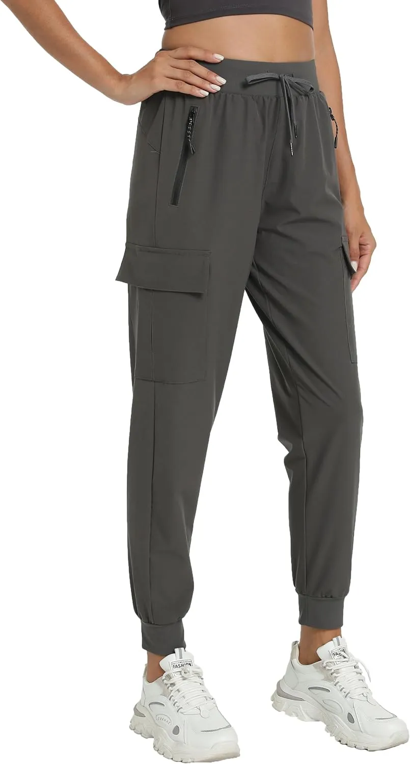 Women's Joggers with Pockets Lightweight - Water Resistant Cargo Athletic Pants for Hiking Running Camping Travel