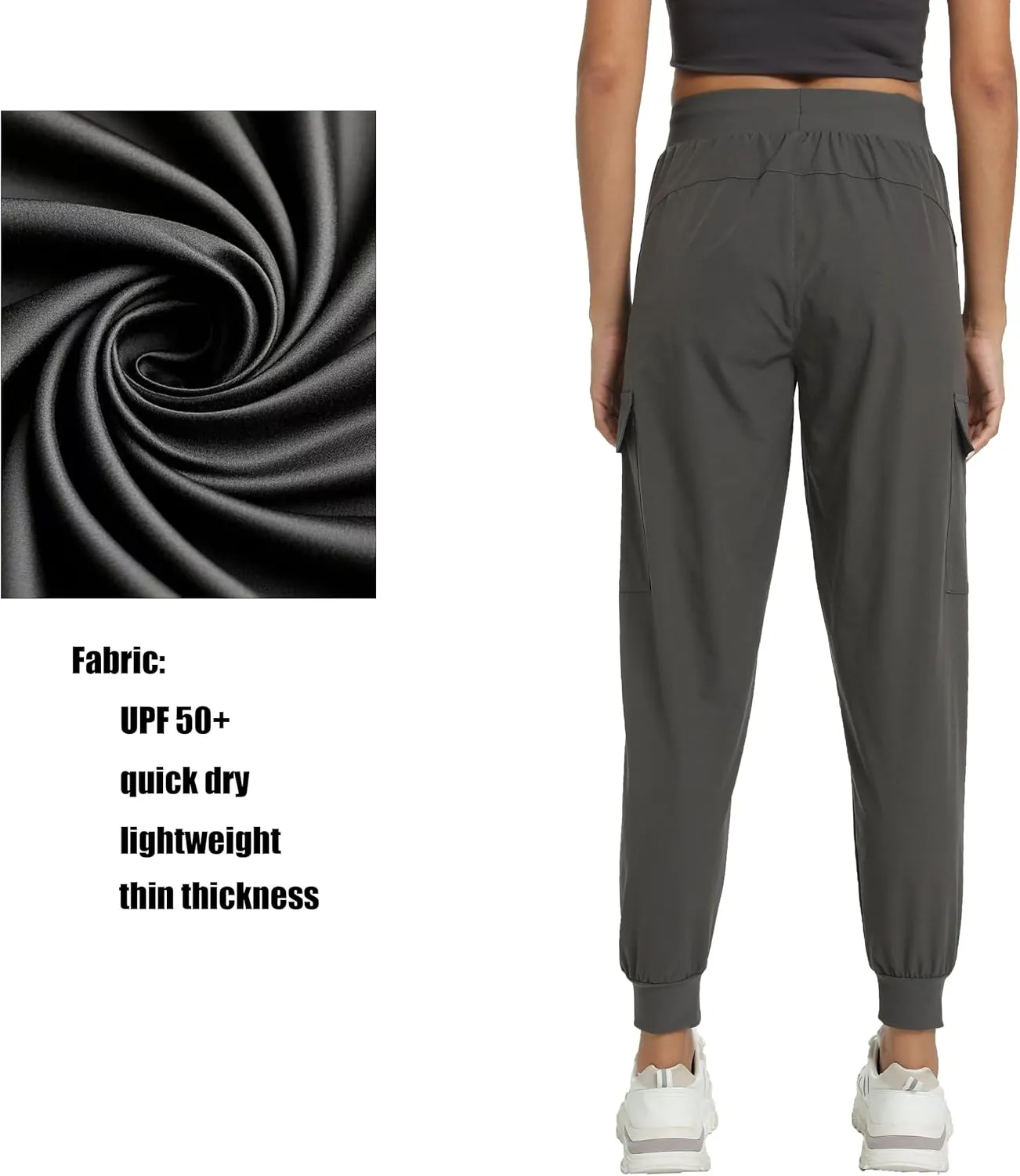 Women's Joggers with Pockets Lightweight - Water Resistant Cargo Athletic Pants for Hiking Running Camping Travel