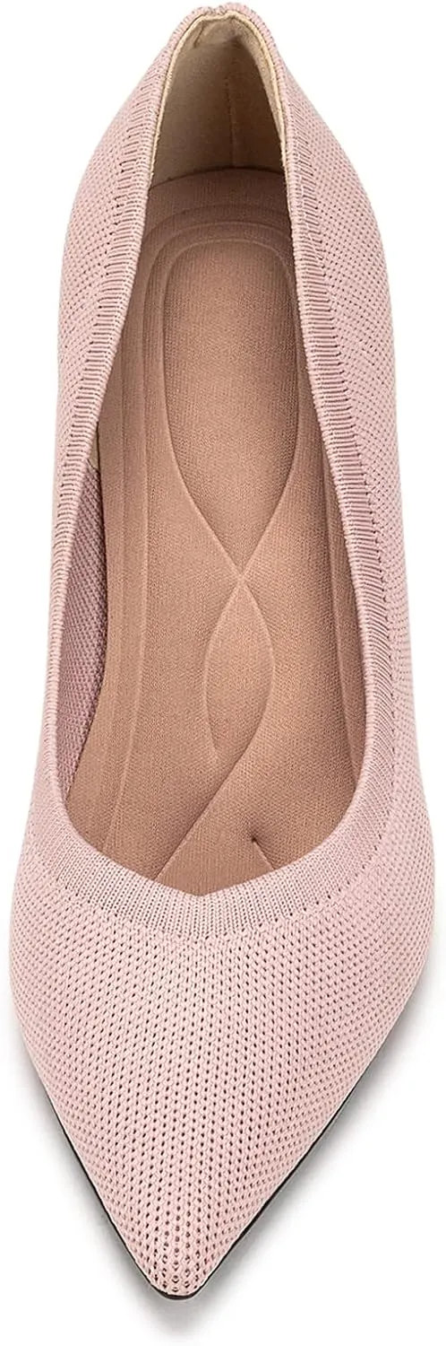 Womens Low Heel Pointed Toe Pump Shoes
