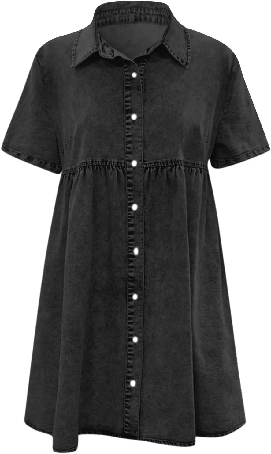 Womens Plus Size Denim Jean Dress Romper Outfit Knee Length Summer Casual for Women 2025 with Sleeves T Shirt Dresses