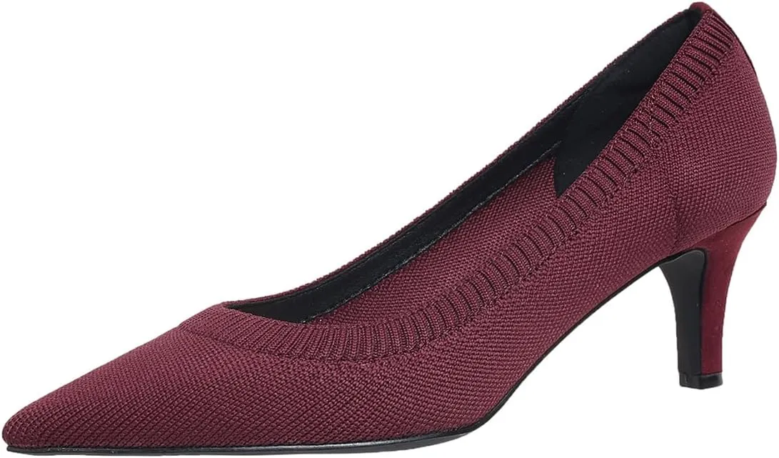 Women's Pumps Kitten Heel Pump Shoes Pointed Toe Knit Comfortable Dress Shoes for Work Business Casual Party Dressy, US Size 4-11
