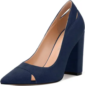 Women's Pumps, Pointed Toe High Heels Shoes for Women, Fashion Classic Pointed Toe High Chunky Heel Dress Pump Shoes