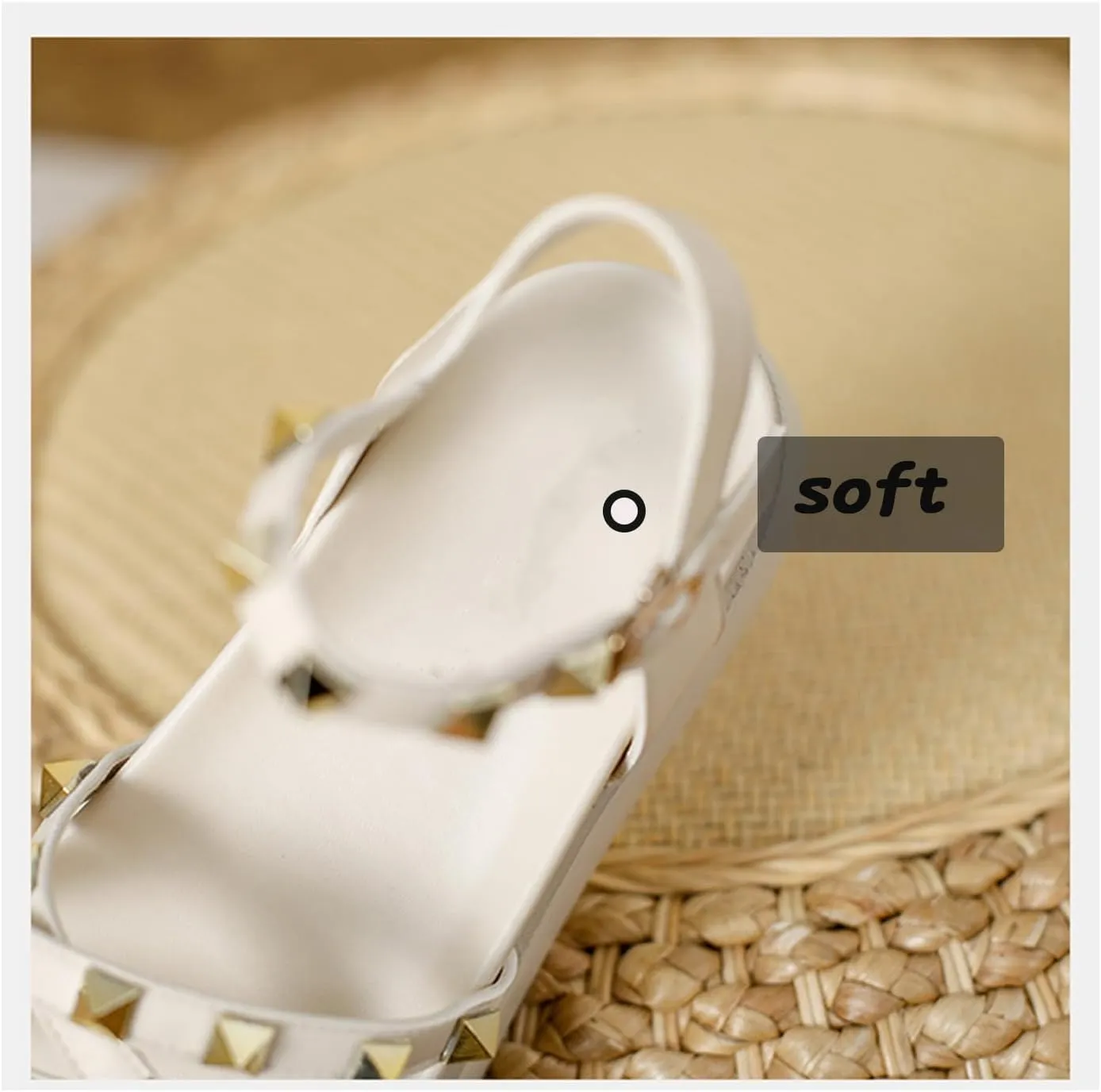 Women's Rivets Leather Platform Flat Sandals with Ankle Buckle Open Toe Comfort Soft Summer Sandals for Dress Party Casual Shoes