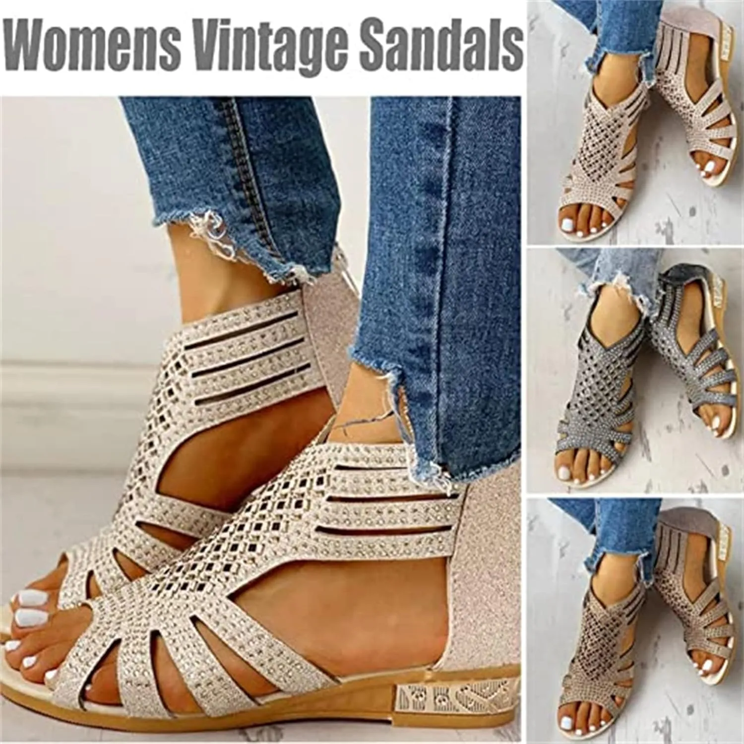 Women's Sling Wedge Sandal Ankle T Strap Fish Mouth Ladies's Bold Buckles Studded Wedge Sandal Beach Shoes Strappy Open Toe Platform Wedges Heeled Sandals Shoes for Women,Black,US8/EU40