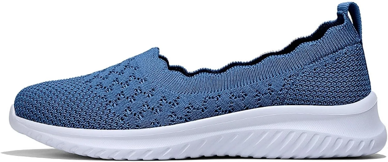 Women's Slip On Casual Flat Shoes Comfortable Breathable Knit Loafers Lightweight Walking Sneakers for Everyday