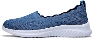 Women's Slip On Casual Flat Shoes Comfortable Breathable Knit Loafers Lightweight Walking Sneakers for Everyday