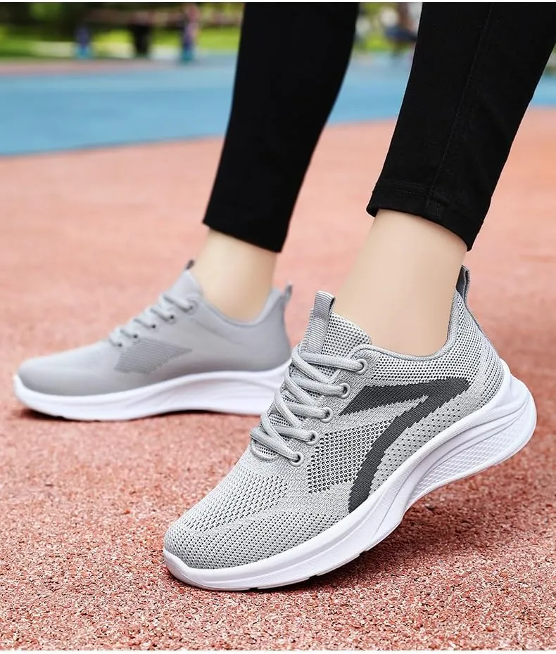 Women's Sneakers Low-top Women's Breathable Solid Color Mesh Sneakers, Lace Up Platform Casual Trainers,Running Shoes