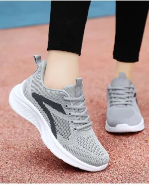 Women's Sneakers Low-top Women's Breathable Solid Color Mesh Sneakers, Lace Up Platform Casual Trainers,Running Shoes