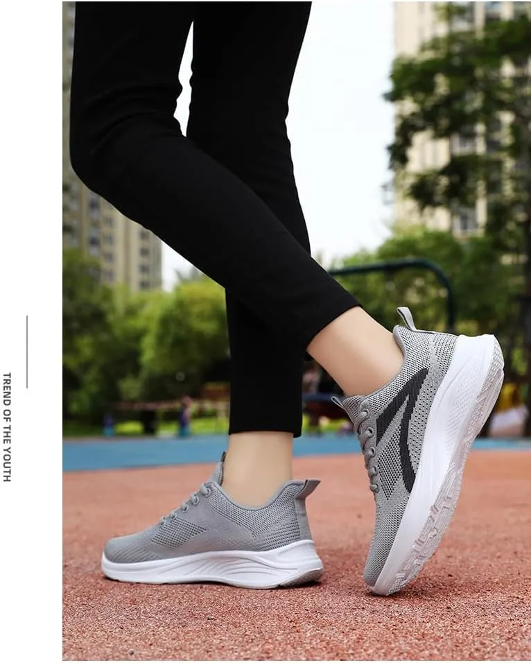 Women's Sneakers Low-top Women's Breathable Solid Color Mesh Sneakers, Lace Up Platform Casual Trainers,Running Shoes