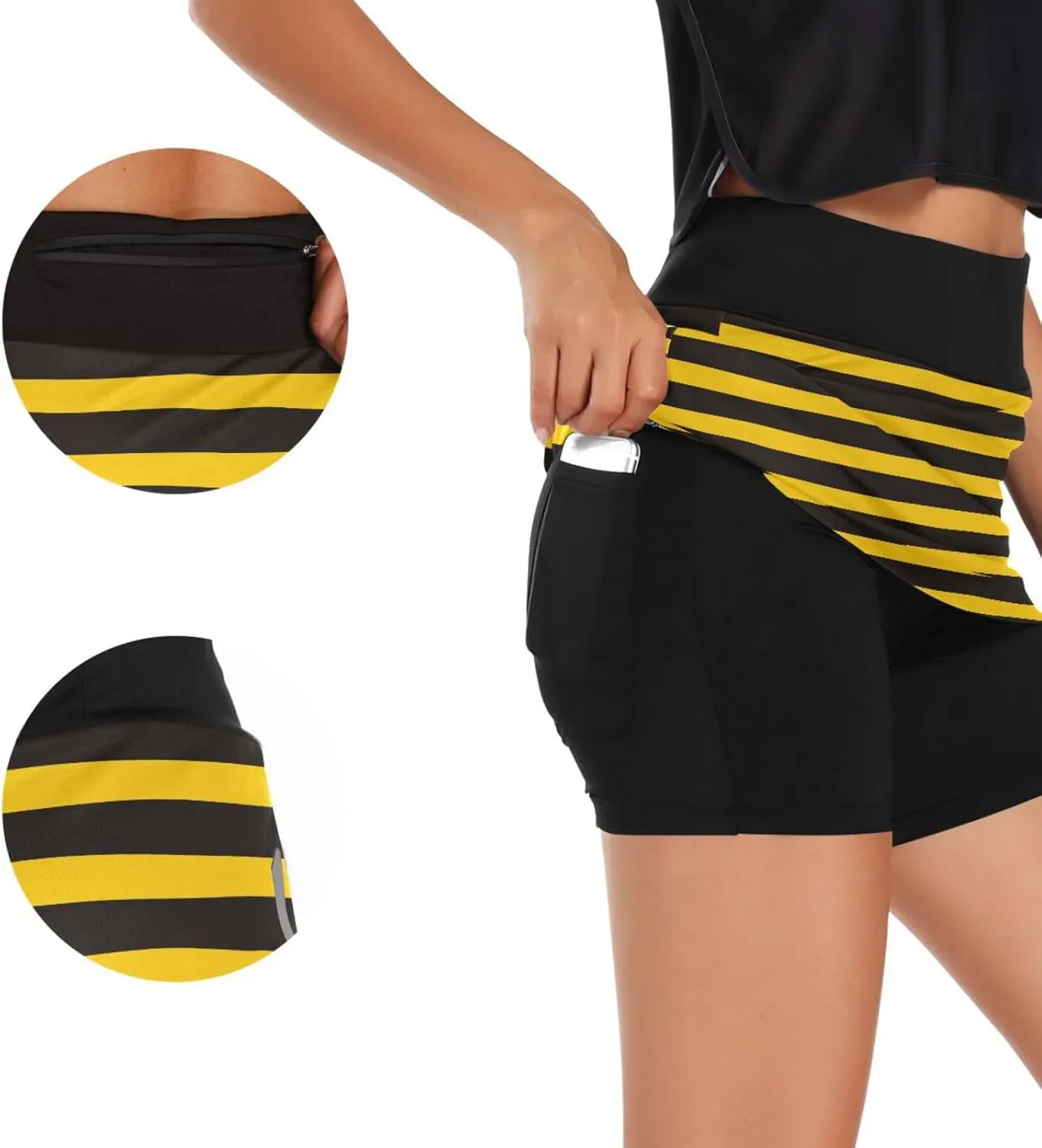 Women's Tennis Skirt Inner Shorts Lightweight Golf Casual Sports Skirt with Pockets