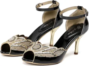 Women's Toe Handmade Rhinestones Crystal Heel Evening Bridal Wedding Prom Sandals