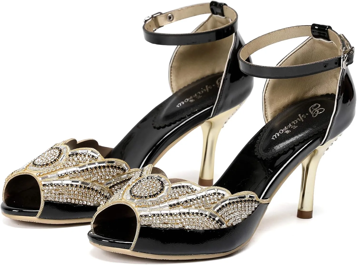 Women's Toe Handmade Rhinestones Crystal Heel Evening Bridal Wedding Prom Sandals