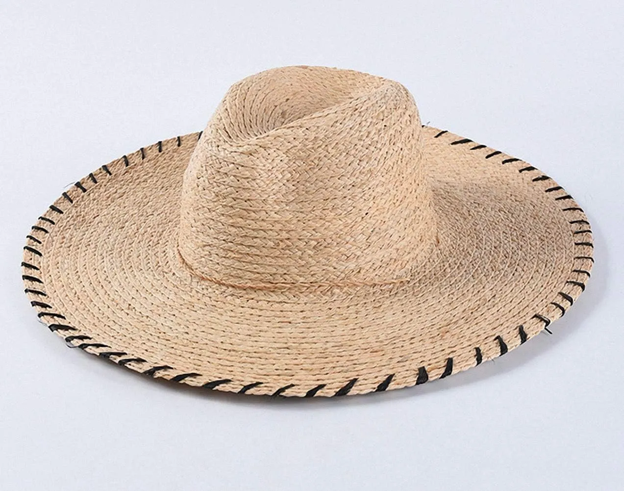 Women's Wide Brim Braided Sun Hat UPF 50  Sun Protection Floppy Summer Beach Cap Lafite Straw Hat