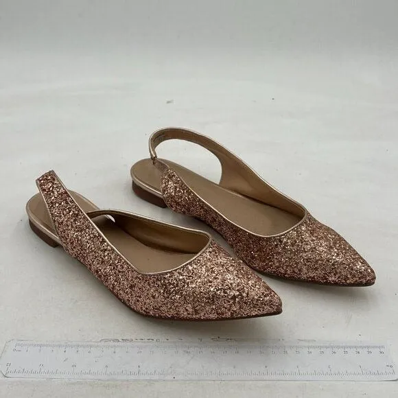YDN Rose Gold Pointed Toe Slingback Low Heel Slide Sandal Comfortable Dress Pump