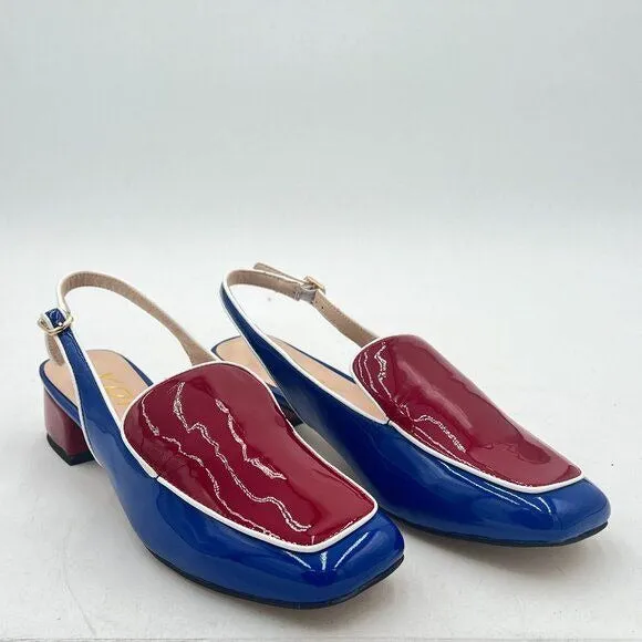 YDN Women Closed Square Toe Block Low Heels Slingback Formal Loafer Dressy Shoes