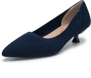 YEOJOU Heels for Women Knit Pointed Toe Women Pump Shoes Low Heel Comfortable Womens Dress Shoes Work