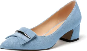 YODEKS Women's Chunky Heel Pumps Low Block Heel Pointed Toe Slip on Dress Pump Shoes for Work Casual Daily Life Party Dress Shoes