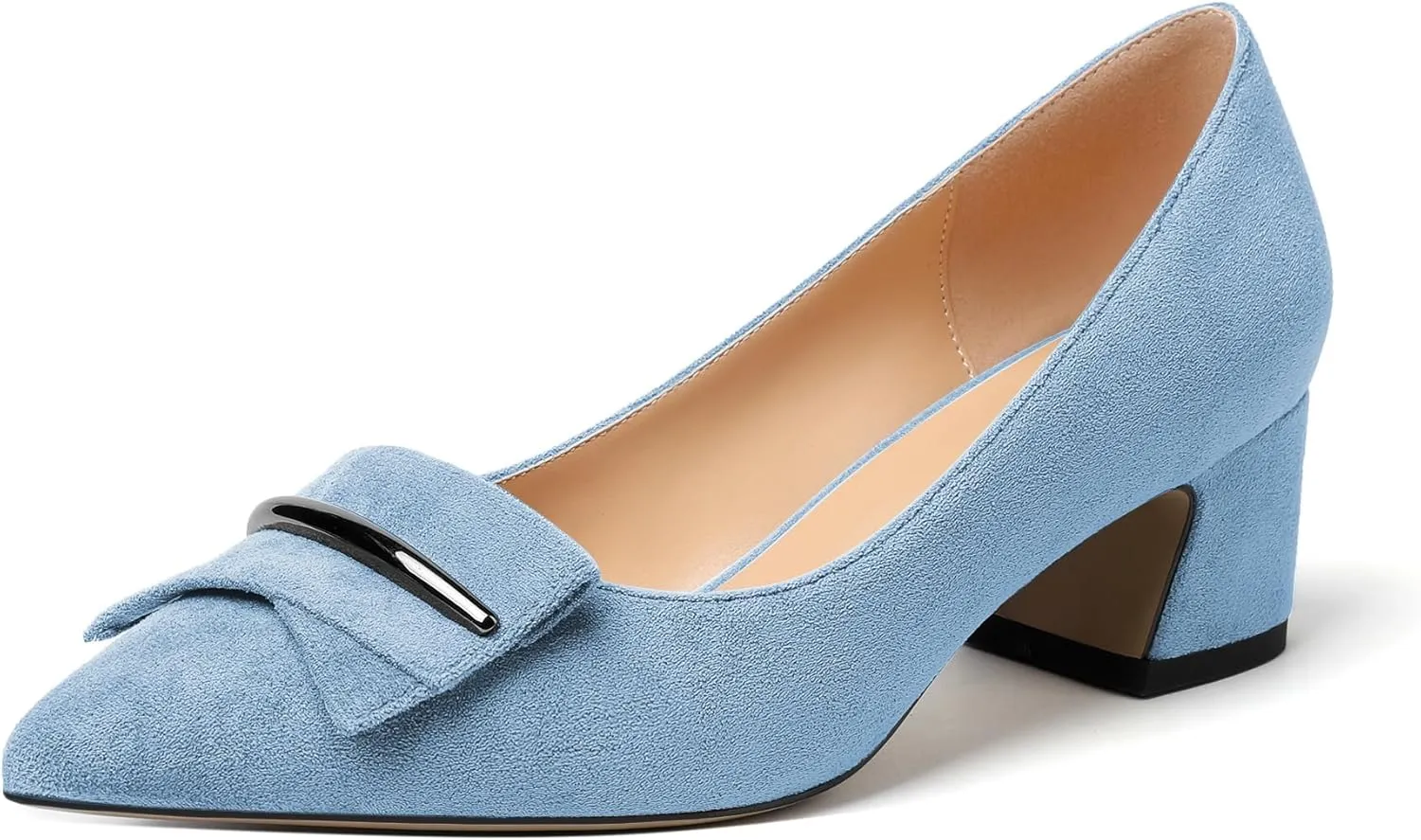 YODEKS Women's Chunky Heel Pumps Low Block Heel Pointed Toe Slip on Dress Pump Shoes for Work Casual Daily Life Party Dress Shoes