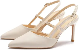 YooPrettyz Women Pointed Toe Shoes Slingback Pumps Strappy Formal Dressy Heels Office Slim High Heels Shoes