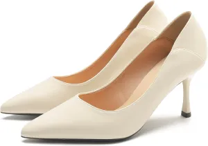 YooPrettyz Women Polished Leather Office Pumps Pointed Toe Kitten Heels Dressy Pumps Shoes Foldable Back Heels
