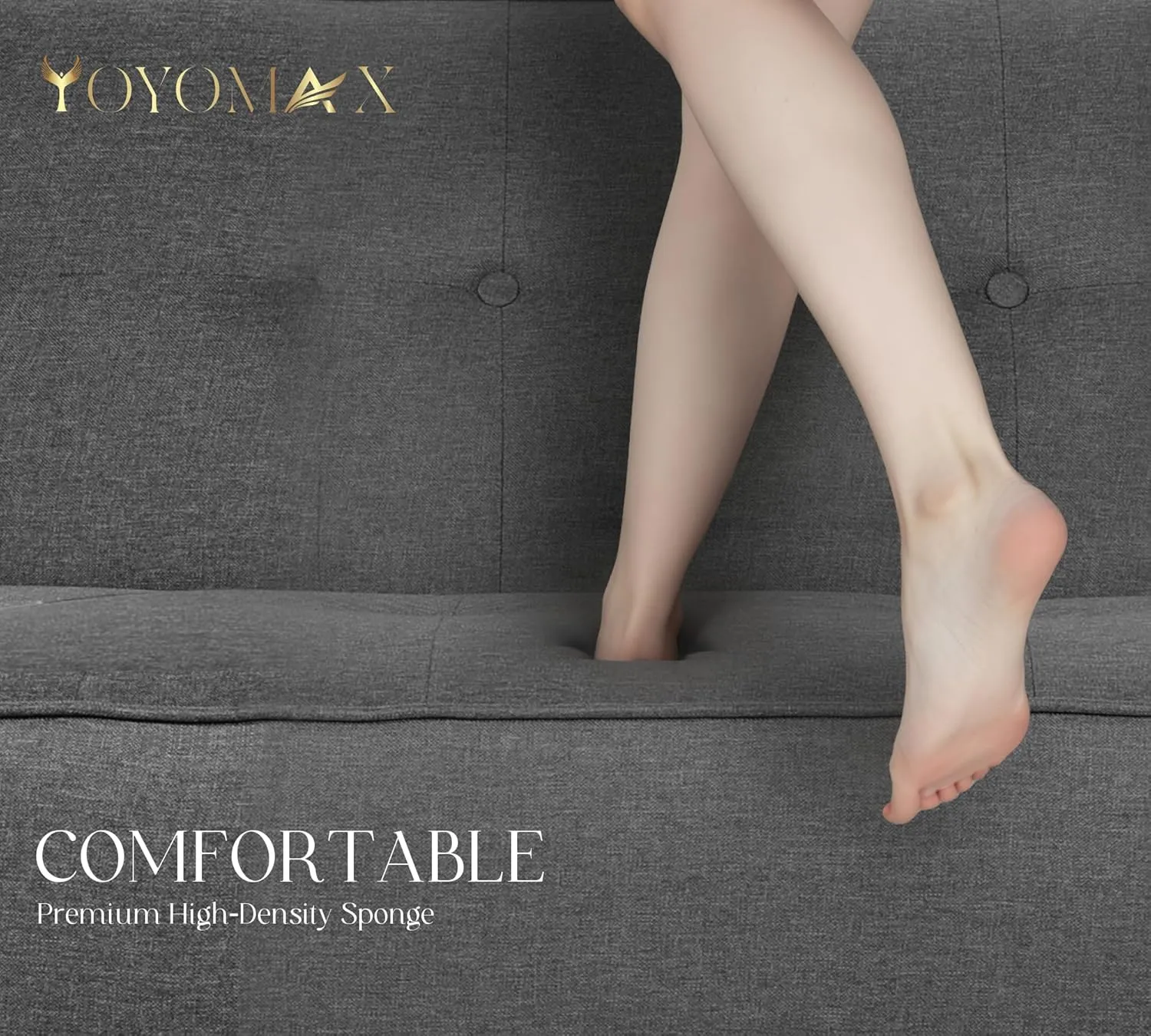 yoyomax Futon Sofa Bed Couch, Convertible Sofa Bed- Breathable Fabric Folding Sofa Bed Easy to Clean-Ideal for Bedroom, Living Room, Apartment and Office-Compact Design for Spacing Saving