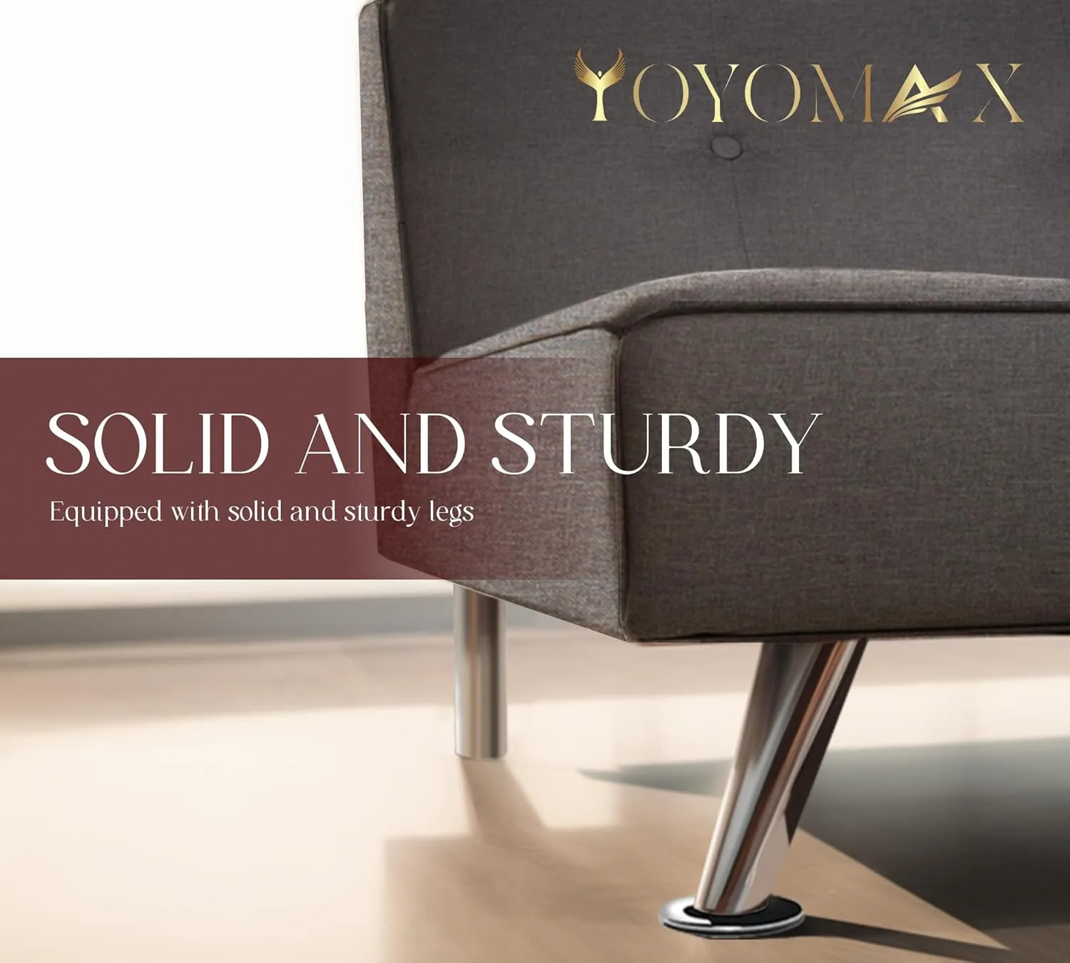 yoyomax Futon Sofa Bed Couch, Convertible Sofa Bed- Breathable Fabric Folding Sofa Bed Easy to Clean-Ideal for Bedroom, Living Room, Apartment and Office-Compact Design for Spacing Saving