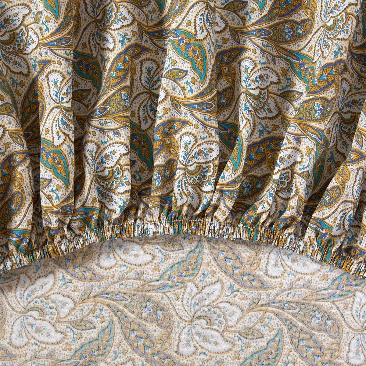 Yves Delorme Grimani Multicolor California King 75 x 85 in Fitted Sheet - Extra Soft and Warm Luxury Sheets, 100% Natural Organic French Bed Linens - Breathable and Durable