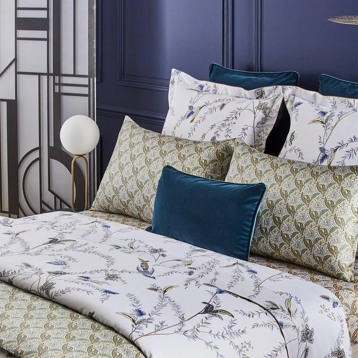 Yves Delorme Grimani Multicolor California King 75 x 85 in Fitted Sheet - Extra Soft and Warm Luxury Sheets, 100% Natural Organic French Bed Linens - Breathable and Durable
