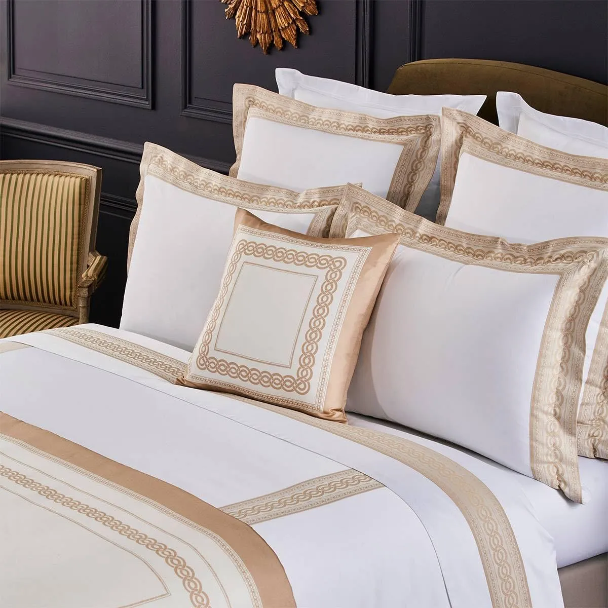 Yves Delorme Joyau Multicolor King 114 x 116 in Flat Sheet - Extra Soft and Warm Luxury Sheets, 100% Natural Organic French Bed Linens - Breathable and Durable