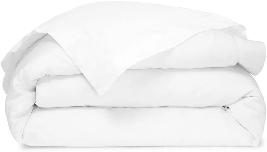 Yves Delorme Triomphe Blanc Twin 68 x 86 in Duvet Cover - Extra Soft and Warm Luxury Sheets, 100% Natural Organic French Bed Linens - Breathable and Durable