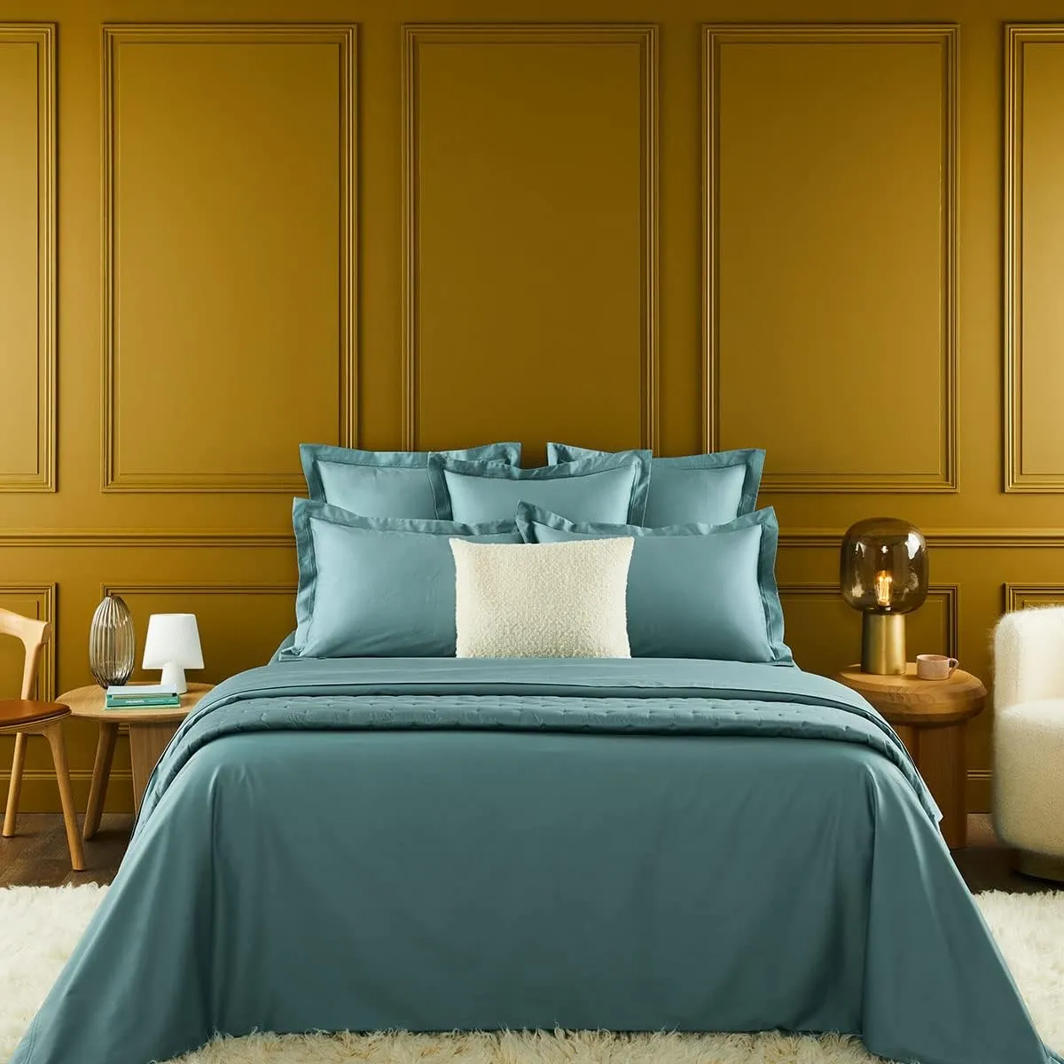 Yves Delorme Triomphe Fjord Boudoir 12 x 17 in Sham - Extra Soft and Warm Luxury Sheets, 100% Natural Organic French Bed Linens - Breathable and Durable