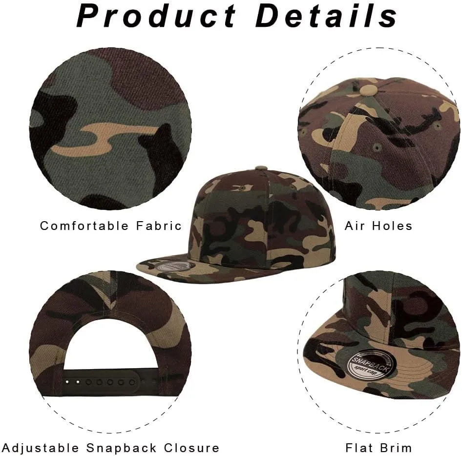 ZH Plain Flat Brim Snapback Baseball Caps Adjustable Blank Baseball Caps Wholesale 12 Pack…
