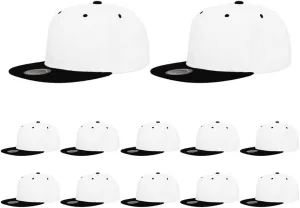 ZH Plain Flat Brim Snapback Baseball Caps Adjustable Blank Baseball Caps Wholesale 12 Pack…