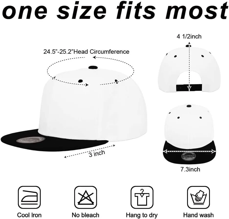 ZH Plain Flat Brim Snapback Baseball Caps Adjustable Blank Baseball Caps Wholesale 12 Pack…