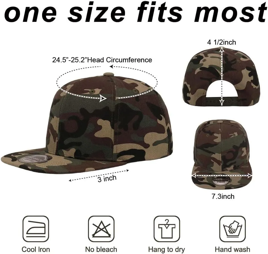 ZH Plain Flat Brim Snapback Baseball Caps Adjustable Blank Baseball Caps Wholesale 12 Pack…