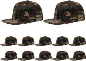 ZH Plain Flat Brim Snapback Baseball Caps Adjustable Blank Baseball Caps Wholesale 12 Pack…